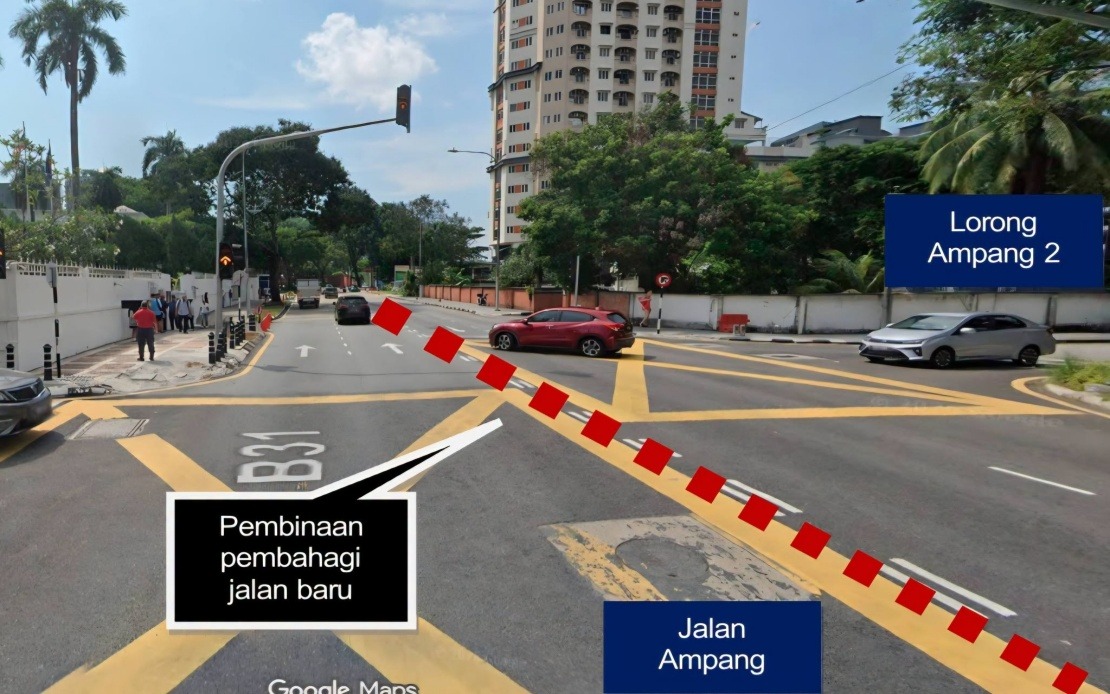 Two Jalan Ampang Traffic Intersections to Close Permanently for Major Road Upgrade