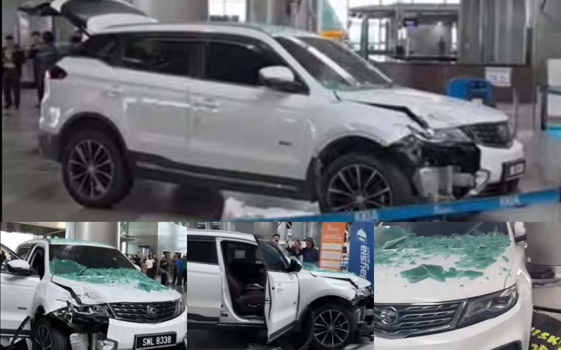 Elderly Driver's Parking Lapse Triggers SUV Crash at Kota Kinabalu Airport Terminal