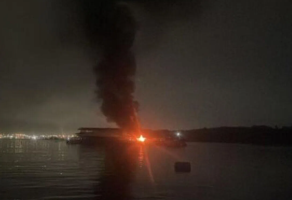 Lightning strike ignites floating fish farms near Singapore's Pulau Ubin, causing massive losses