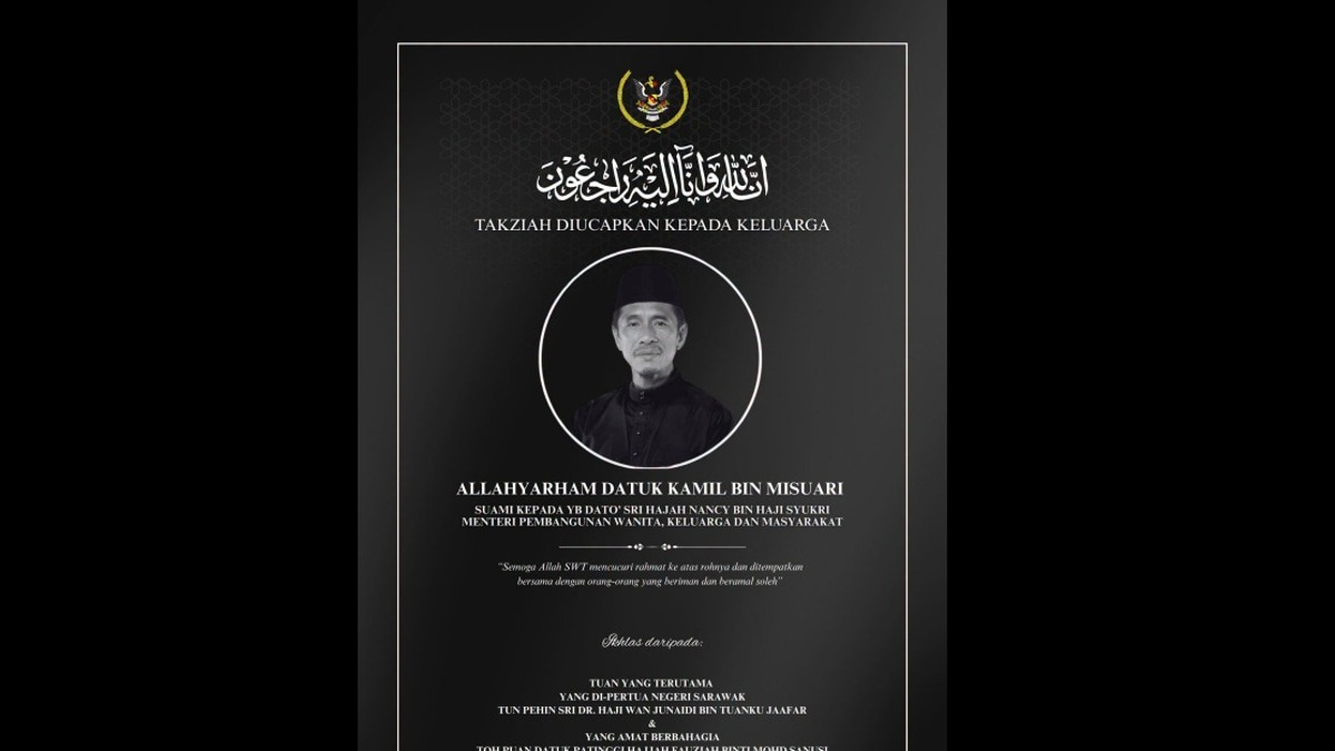Sarawak Governor Extends Condolences to Minister Nancy Over Husband's Death
