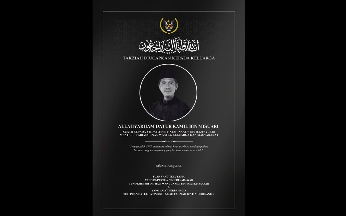 Sarawak Governor Extends Condolences to Minister Nancy Over Husband's Death