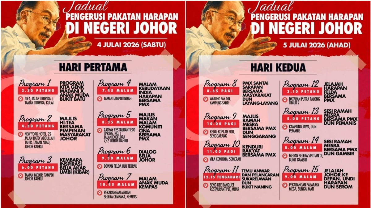 Anwar Embarks on Intensive Johor Campaign Blitz with 15 Weekend Events