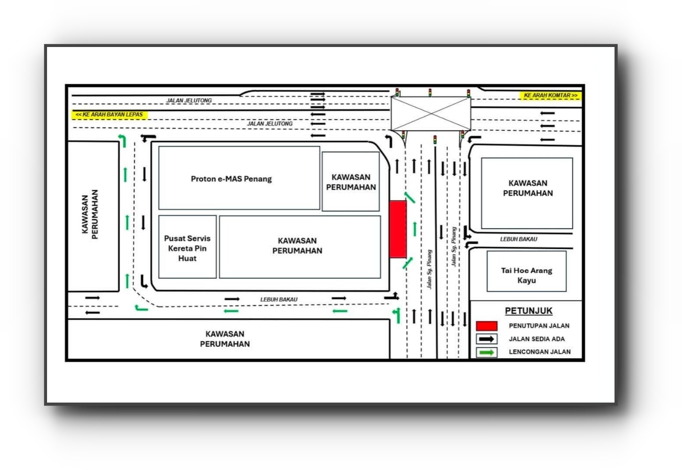 Penang Road Closure: Utility Works to Affect Sungai Pinang-Jelutong Route for 10 Days