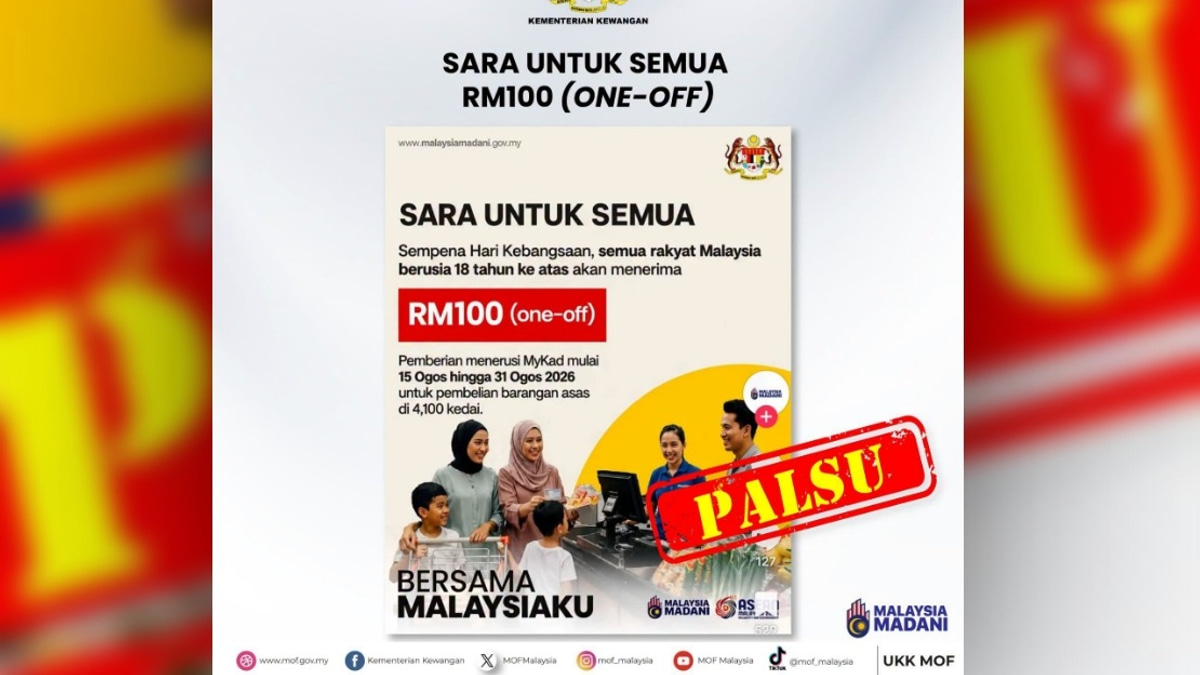 Finance Ministry Dismisses Viral Claims of RM100 National Day Payment